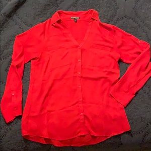 Red Express long sleeve button up blouse